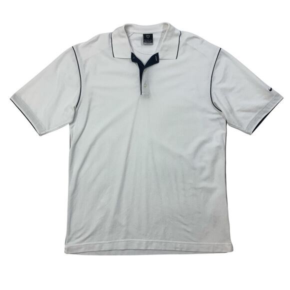 Nike Polo Shirt Mens L Large White Dri Fit Short Sleeve Cotton Blend Golf - Picture 1 of 13